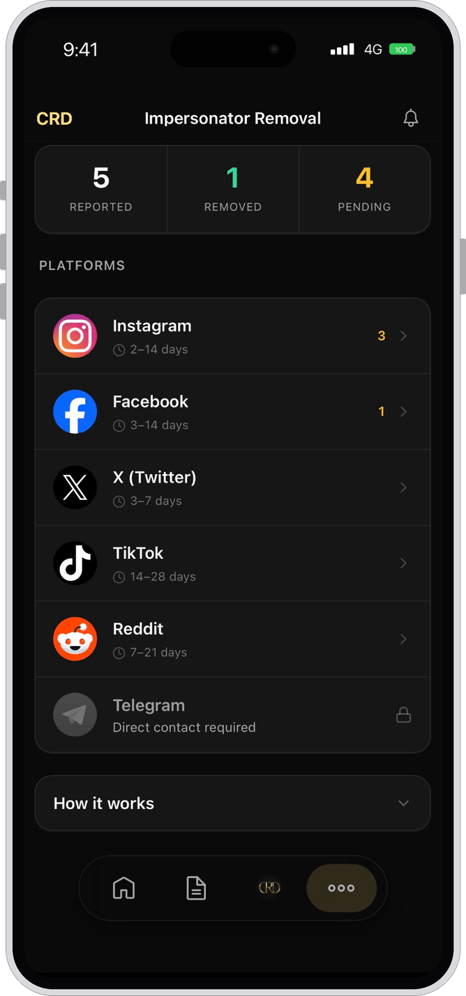 CRD app impersonation removal screen